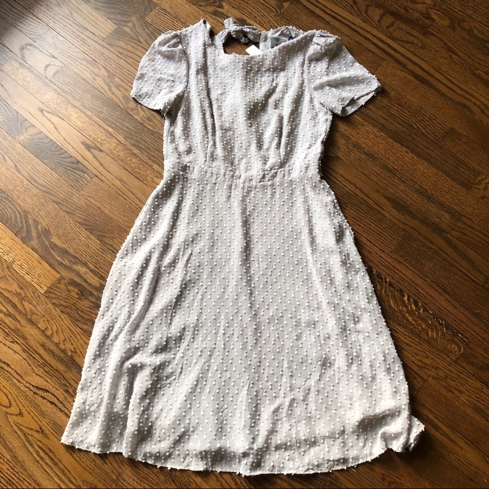 Anthropologie Lt Blue/Gray Polka Dot Dress Small